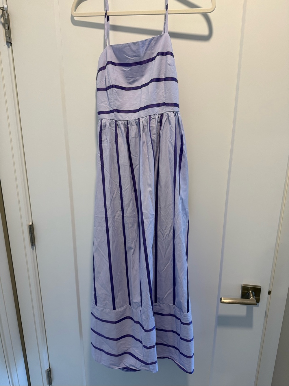 Lilac Striped Maxi Dress with Spaghetti Straps